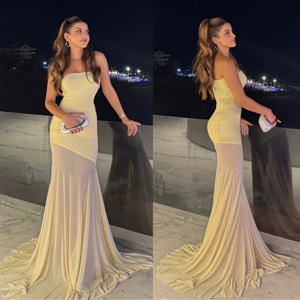 DEME by Gabriella Dahlia Strapless Gown Maxi Dress Butter Yellow NEW with tag - Picture 8 of 10